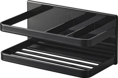 Yamazaki Jitsugyo Esponja Magnética e Suporte para Garrafas Preto Aprox.. L16,5 x P8,5 x A8cm Torre Suporte para esponjas Suporte para esponjas Armazenamento flutuante 3338