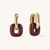 Niche Design Brass Plated 18K Real Gold Contrasting Color Drop Glaze Ear Buckle Trendy Temperament Versatile Commuter Earrings
