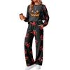 Women's Halloween Print Hoodie and Jogger Pants Set, Round Neck Loose Fit Casual Sweatsuit