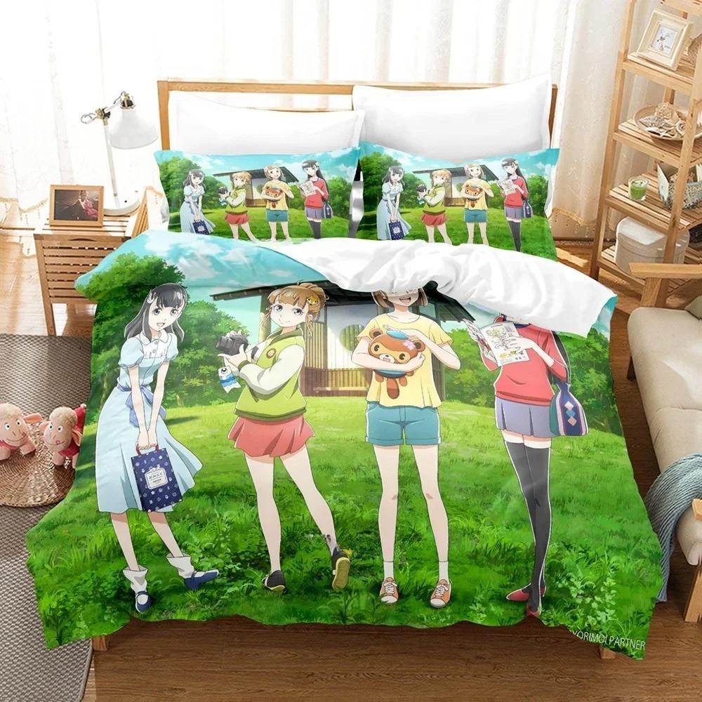 Anime A Place Further Than The Universe Bedding Set Single Twin Full Queen King Size Bed Set Adult Kid Bedroom Duvet cover Sets