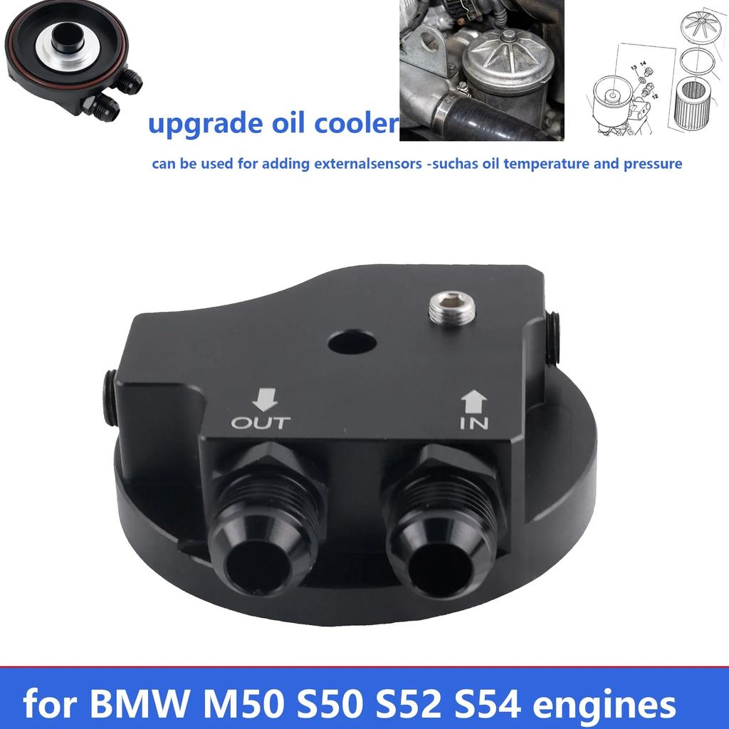 Easy Install Oil Filter Cap With Oil Cooler Fittings for BMW M50 S50 S52 S54 E36 E46 Aluminum Replacement 11421711075