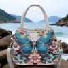 Ethnic Style Handbag Women Shoulder Bag Vintage Zipper Floral Embroidered Travel Pouch Cotton Mobile Phone Bag Crossbody Bag