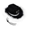 Rhinestone Love Heart Women Glitter Cowboy Hat Fur-edged Cowgirl Hats Women Funny Performance Costume Cosplay Hat for Wedding