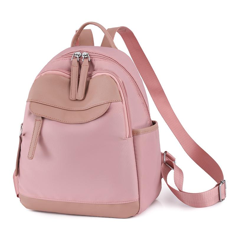 

Модный нейлоновый рюкзак для женщин с несколькими карманами на молнии, однотонный, универсальный, повседневный, розовый, для девочек, школьный рюкзак, дорожный розовый