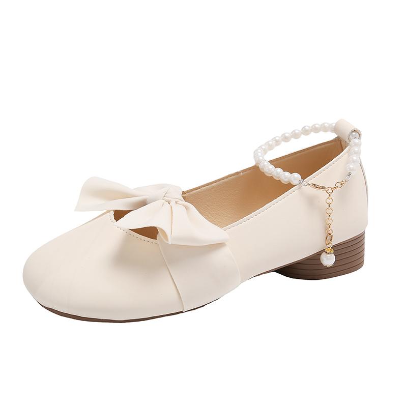 Dámské jednobotky Letní nové střední podpatek mašle korálky kulatá špička boty Mary Jane Módní pohodlné zvyšující výšku Lolita boty