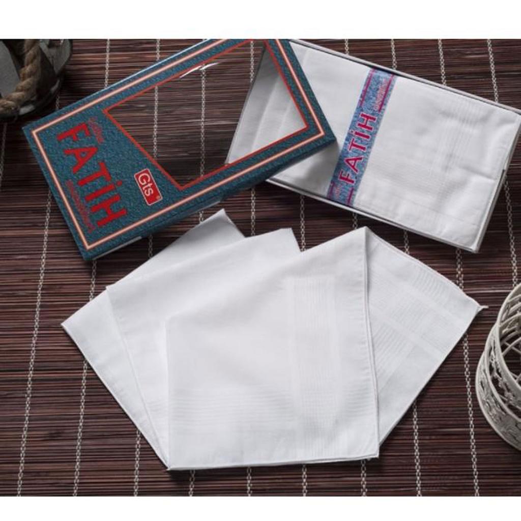 Fatih Kutulu 40x40 cm 12 Adet Kumaş Mendil Beyaz