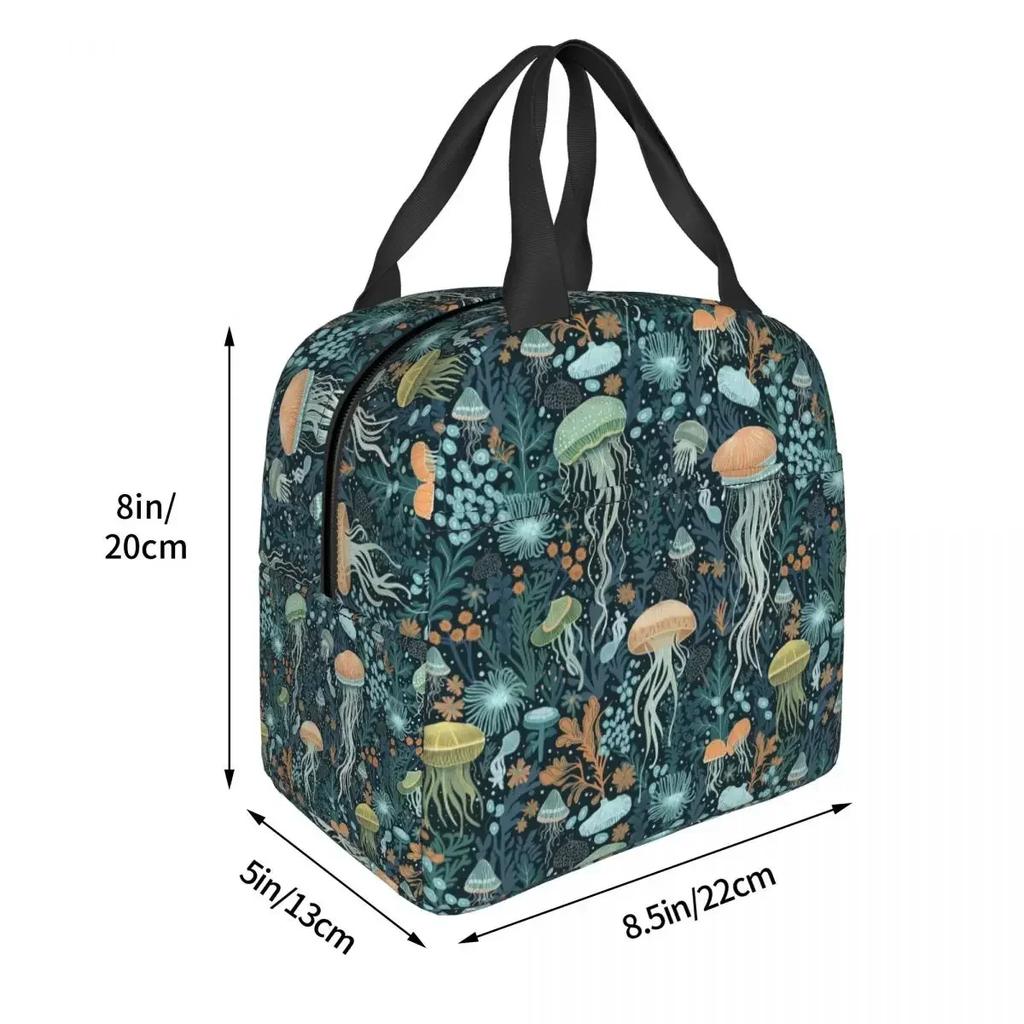 Ocean Life Jellyfish Insulated Lunch Bag for Women Office Cooler Thermal Food Box Tote Portable Lunch Boxes Container