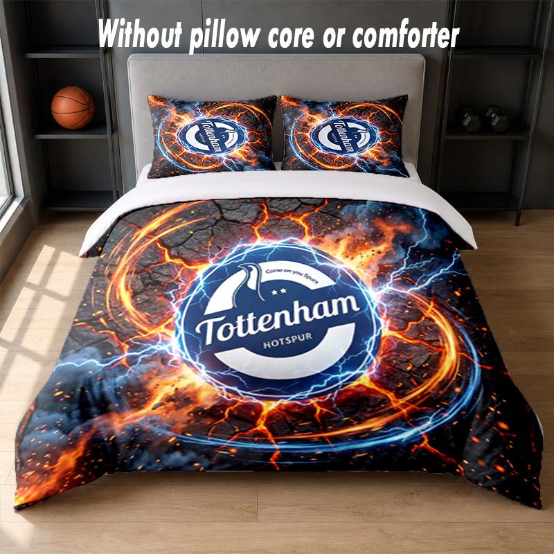Tottenham Hotspur Design Bett Bettwäsche Set 1 Bettbezug + 2 Kissenbezüge Weich Atmungsaktiv Haushalt Bettwäsche