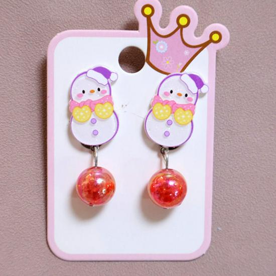 Cartoon Resin Glossy Children's Christmas Flower Ear Clips and Student Earrings