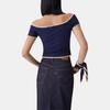 Levis Soft Comfortable Slim Fit Simple Off The Shoulder Short Sleeve T-Shirt Women Tops 003I1-0001