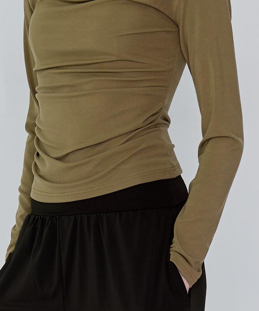 Debiweeo Drape Two-Way Long Sleeve Devi-T0143-Olive Khaki