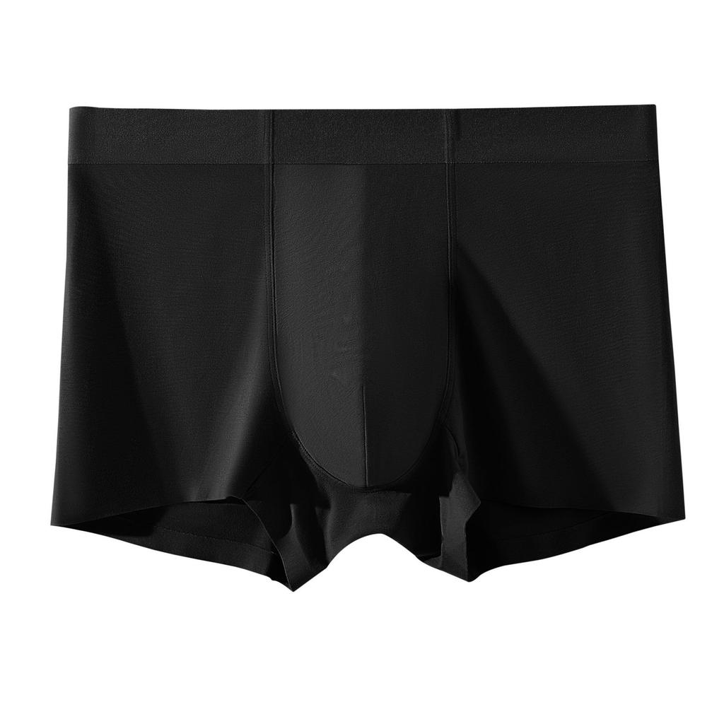 Plus Size Men's Spring and Summer Solid Color Antibacterial Breathable Non Mark Mid Waist Flat Angle Underwear