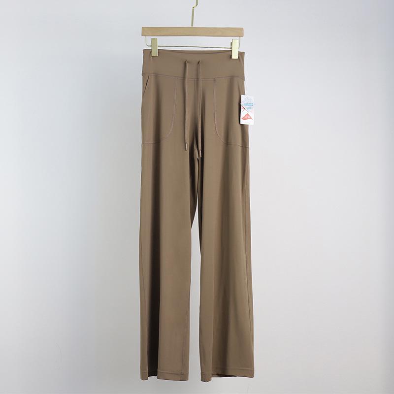 Women's High-Waist Loose Straight Sports Pants with Drawstring for Yoga and Fitness