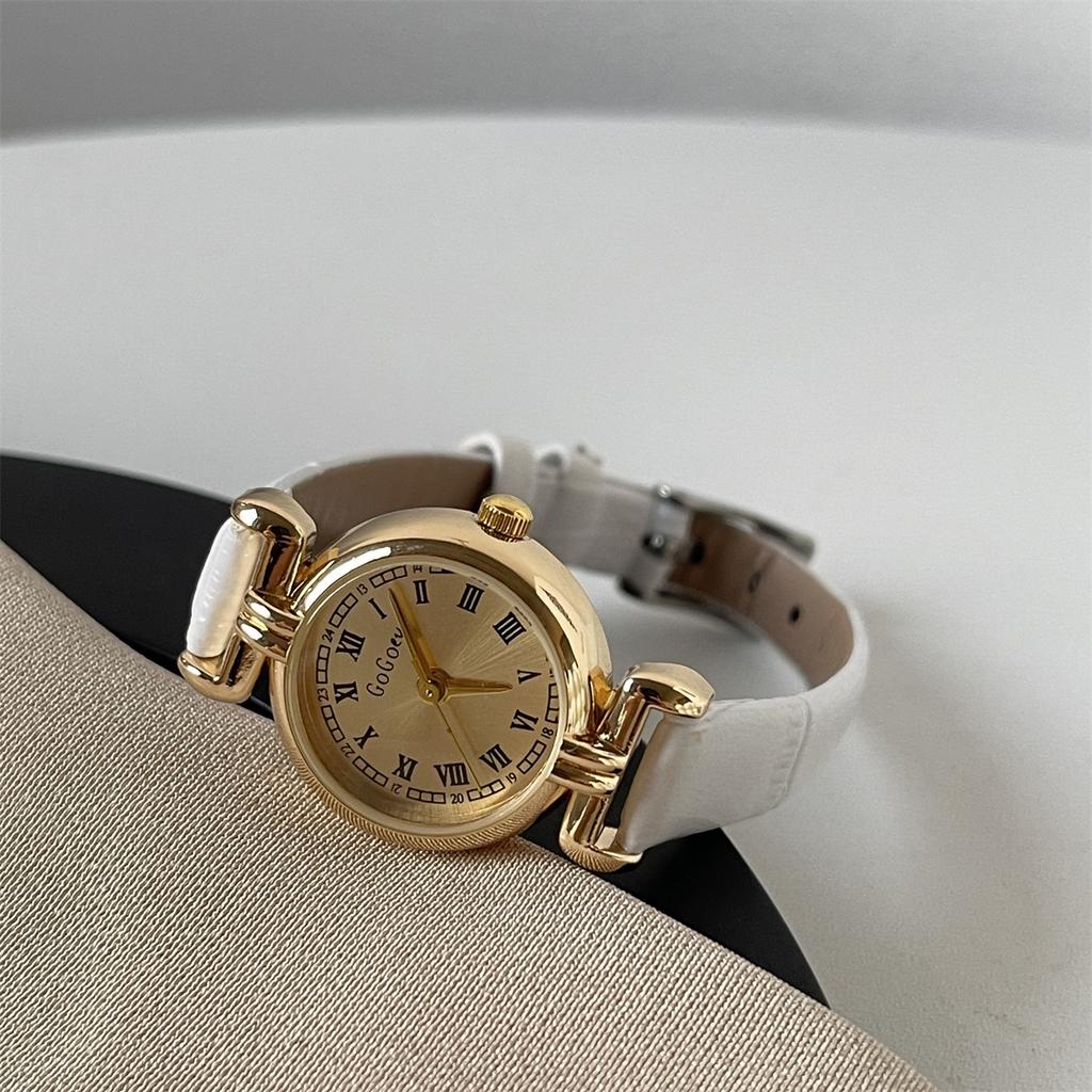 Mini Small Brown Watch Retro Ladies Light Luxury Niche Art Medieval Small Gold Watch