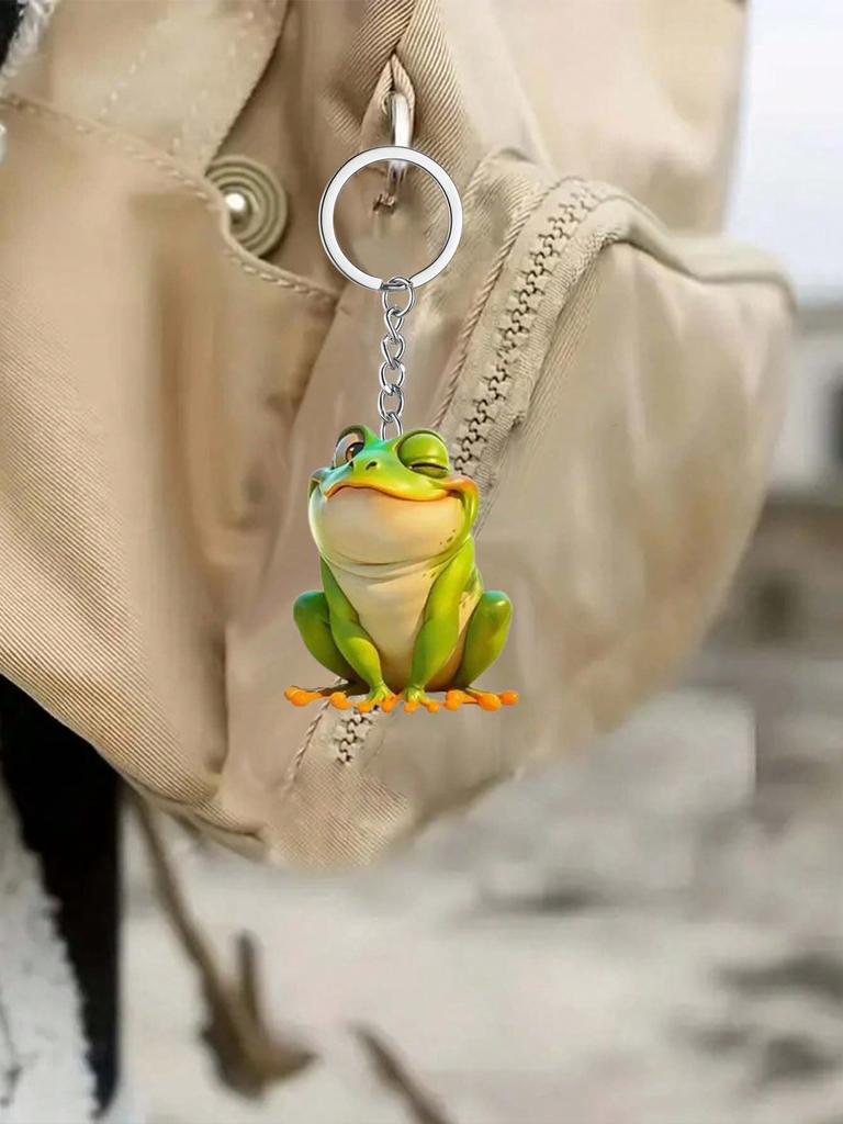 1 piece, cute frog pendant multifunctional keychain decoration gift accessories car decora home decora holiday decora