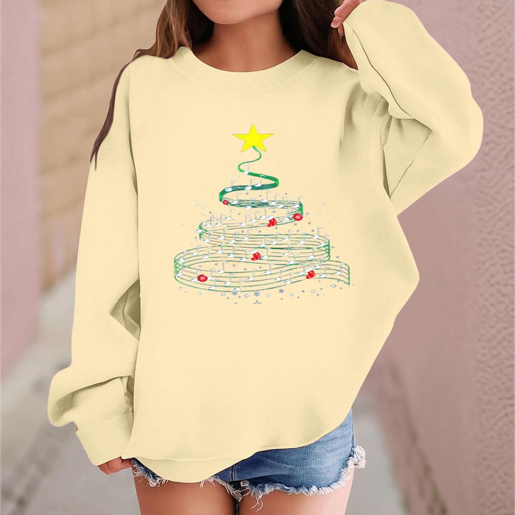 Children's Fashionable Casual Long-sleeved Loose Christmas Print Pullover Sweatshirt