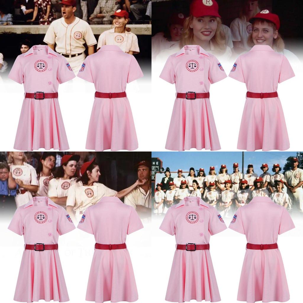 Stylish Girls Baseball Costume Set For Kids Featuring Red Pink Alliance Design