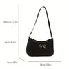 Schicke Schwarze Halbmond-Schultertasche für Damen Elegante Unterarmtasche mit Goldener Te-Schleife Stilvolle PU-Tragetasche mit Polyesterfutter