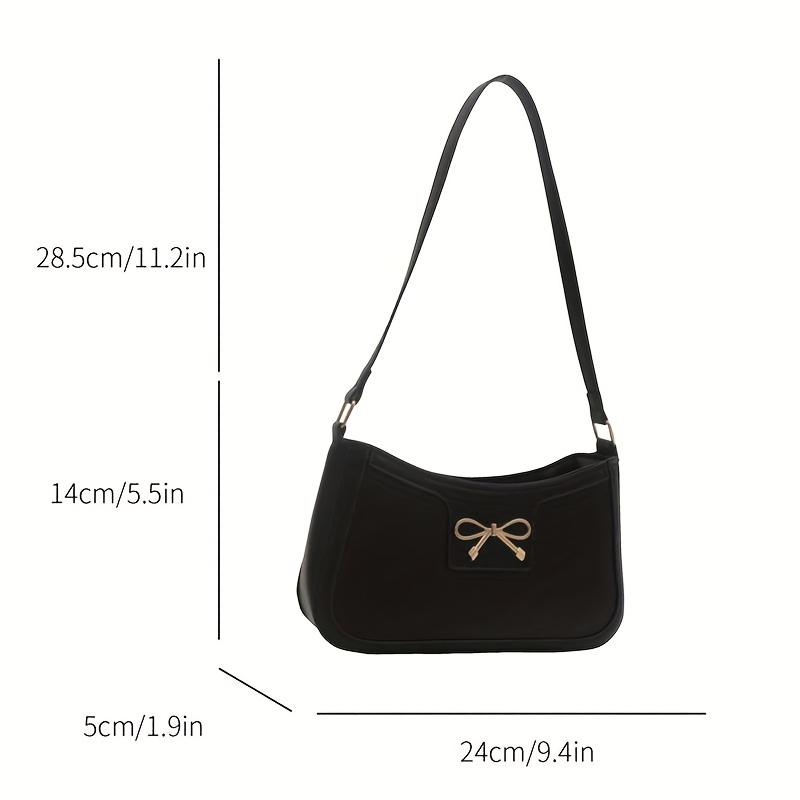 Schicke Schwarze Halbmond-Schultertasche für Damen Elegante Unterarmtasche mit Goldener Te-Schleife Stilvolle PU-Tragetasche mit Polyesterfutter