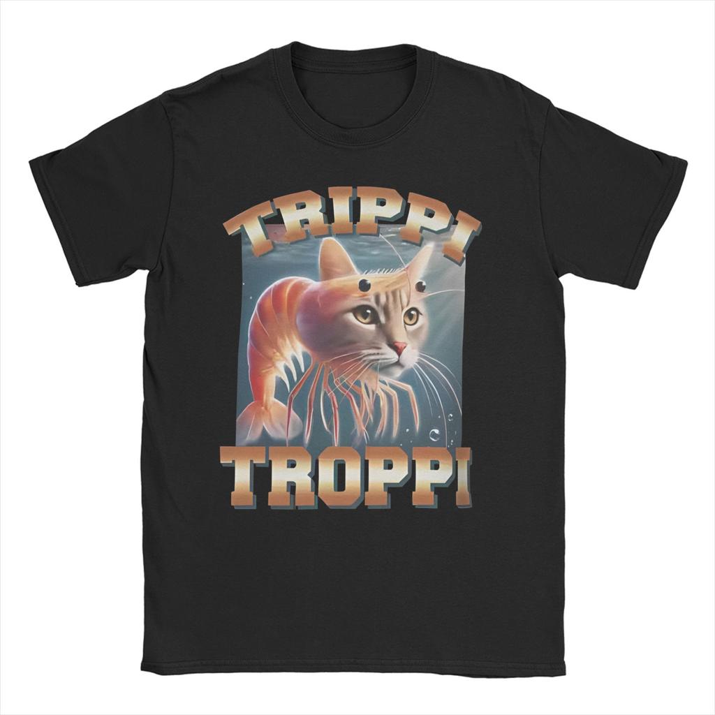 Men's TRIPPI TROPPI T Shirts Italian Brainrot Meme Cotton Clothes Casual Short Sleeve O Neck Tee Shirt