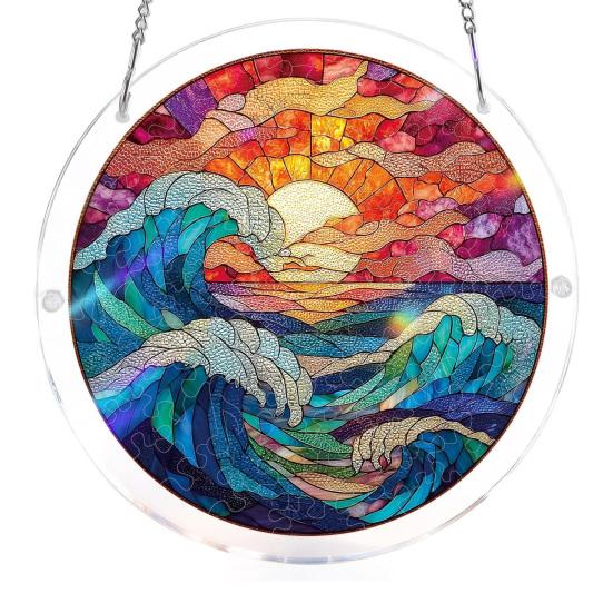 Acrylic Jigsaw Puzzle Suncatcher Window Hanging Kit, Stained Glass Style DIY Puzzles Home Garden Decor, Birthday Gifts for Women, Wife, Aunt, Mom