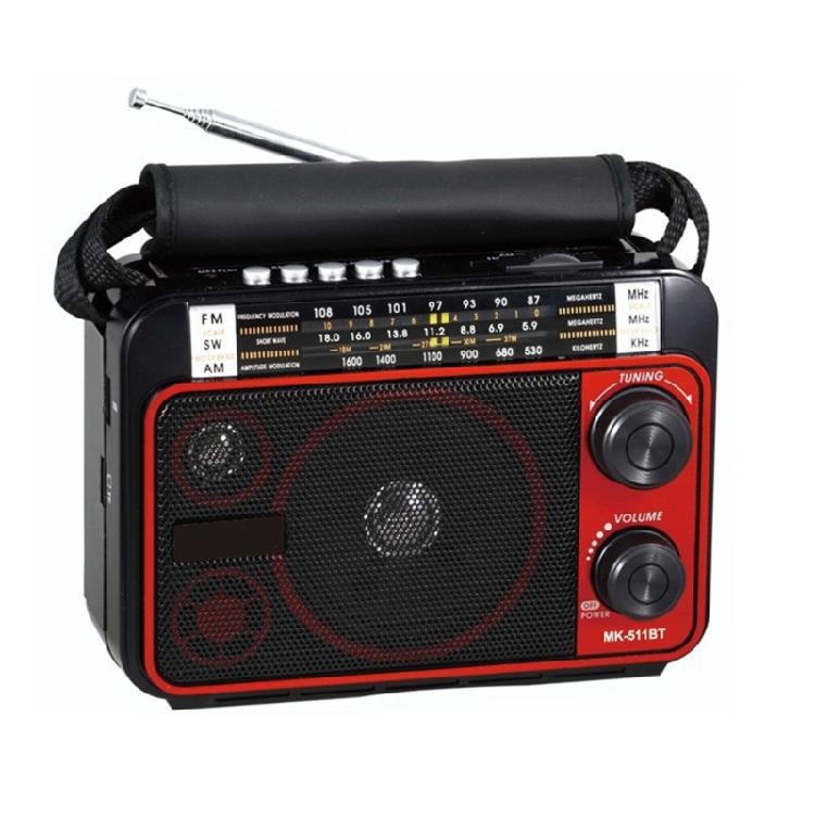 

511BT Outdoor Vintage Radio Bluetooth-compatible Long Ranging Antennae & Tactile Dials for Easy AM/FM/SW Signal Captures червоний
