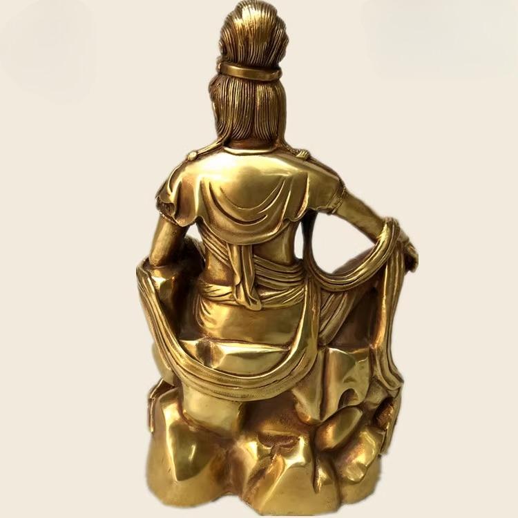 Koppar Buddha Staty Shuiyue Guanyin Bodhisattva Heminredning Dekoration Prydnader