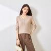 Silk wool beaded v-neck pullover knitted sweater women's autumn new jacquard solid color long-sleeved pullover bottoming top