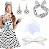 Festival Party Cosplay Set 1950s Retro Polka Dot Earrings Headband Glasses Costume