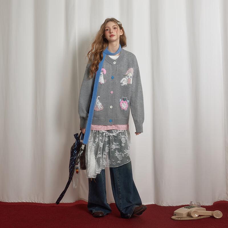 UNIFREE Women's Cartoon Animal Knit Cardigan