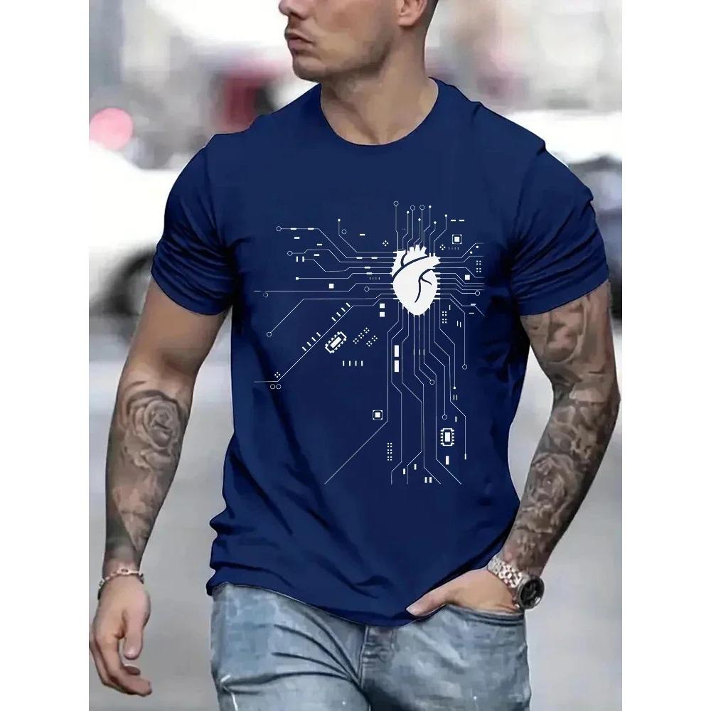 CPU Processor Circuit Diagram T Shirt Men Summer T-shirt Circuit Board Funny Men's Tops Fashion Tees Homme Brand Unisex Clothes