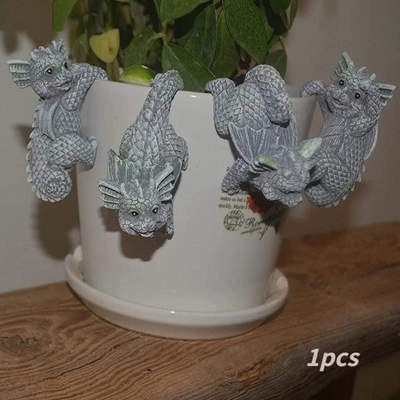 1PC Resin Dinosaurs Figurines Hanging Cup Model Garden Dinosaur Pendant Decorate Accessory Creative Flower Pot Decor Home Office