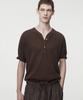 UMARMUNG High Twist Cotton Henley Neck Pullover_Walnut