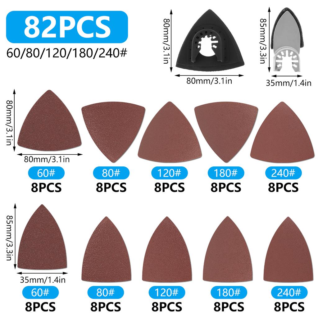 New Sand Pad Assorted Set 60/80/120/180/240 Grits Sanding Sandpaper Pad Multi Tool Sanding Pads For Fein Bosch Dremel Makita