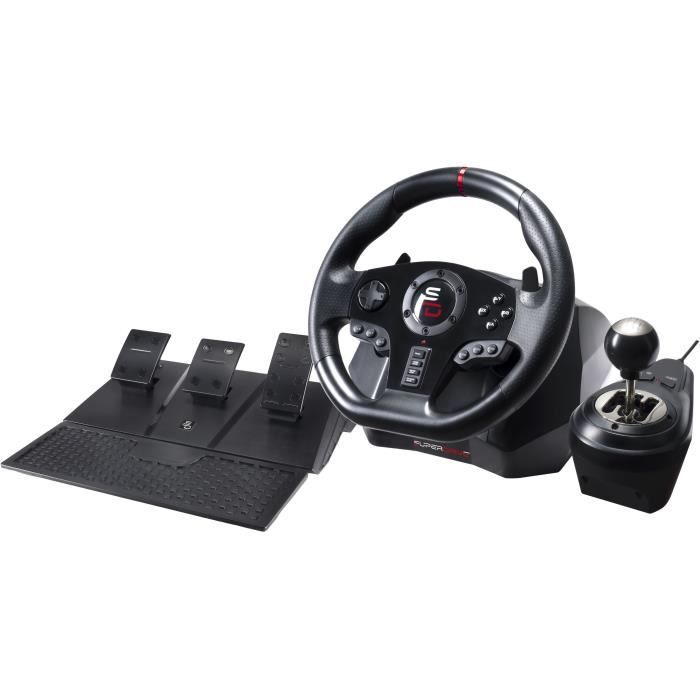 Volant De Course - SUPERDRIVE - GS850-X - Levier De Vitesse Manuel - 3 Pédales - Palettes - PS4 / Xbox