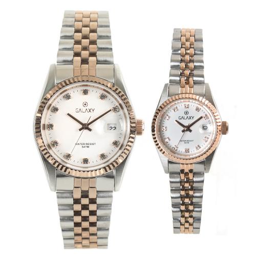 [GALAXY] GALAXY 5 ATM Partner Herren Metall-Armbanduhr QT7013ME