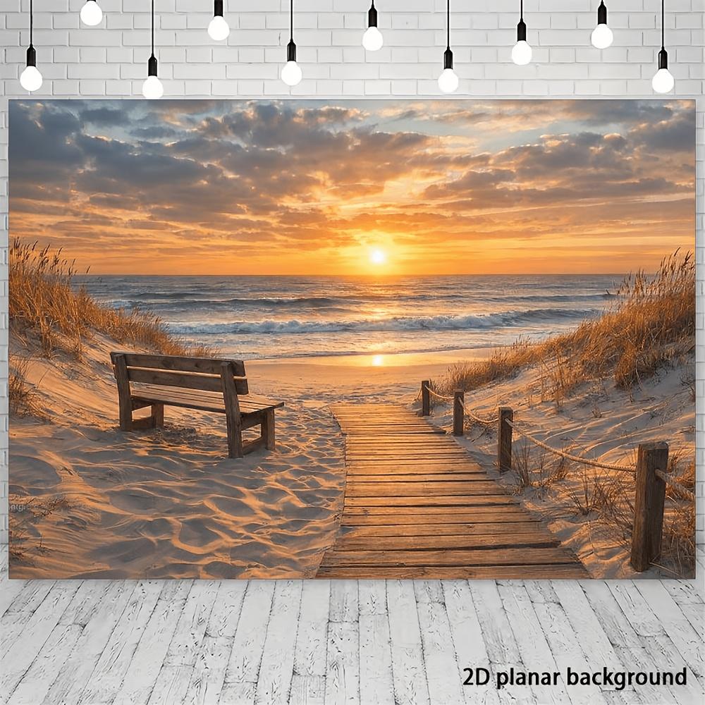 1Pcs Seaside Sunset Scenery Decoration Background Winter Backdrop Decorations For Photo Studio Photo Booth Christams Party