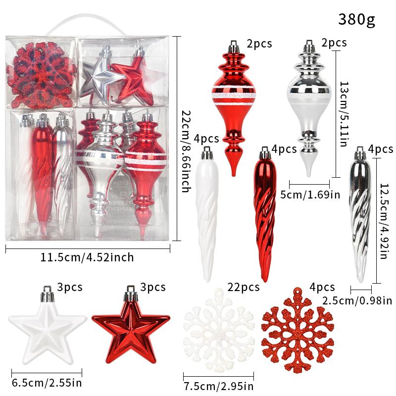 

High Quality Colorful Gourd Christmas Tree Ornaments Ice Strip Snowflake Five-Pointed Star Hanging Pendants for Festive Decor Medium (4 -6 tall)