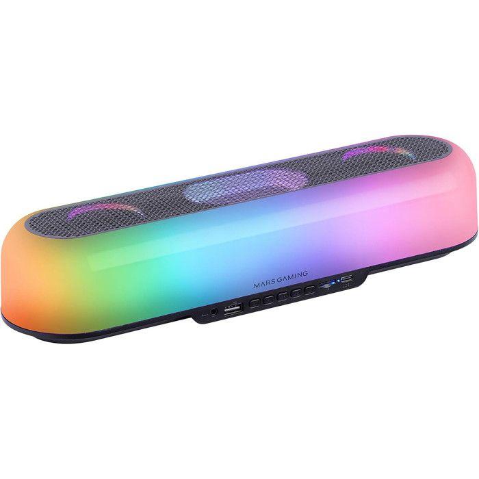 Mars Gaming MSB-ORB, Portable Speaker and Soundbar 20W, Orbilight RGB 360, Triple Driver, Bluetooth 5.3/MicroSD/AUX/FM, Black