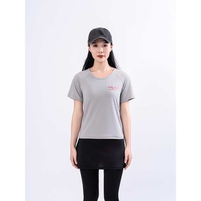 

Спортивная футболка с коротким рукавом, быстросохнущая, с круглым вырезом, свободная, дышащая, приталенная и прохладная. Новая футболка с защитой от солнца для женщин на весну и лето XL серый