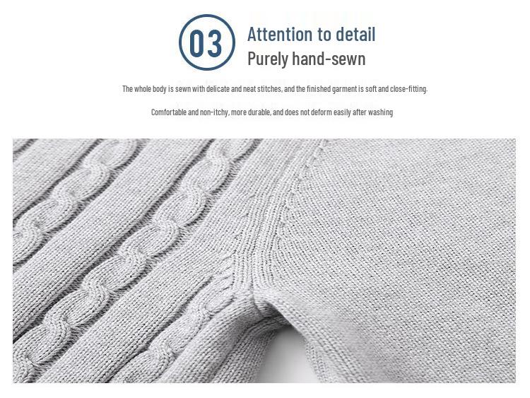 2025 New Autumn/Winter Men's Pure Cotton Cable Knit Cardigan: Youthful, Casual, V-Neck Sweater Coat, Thickened for Warmth.