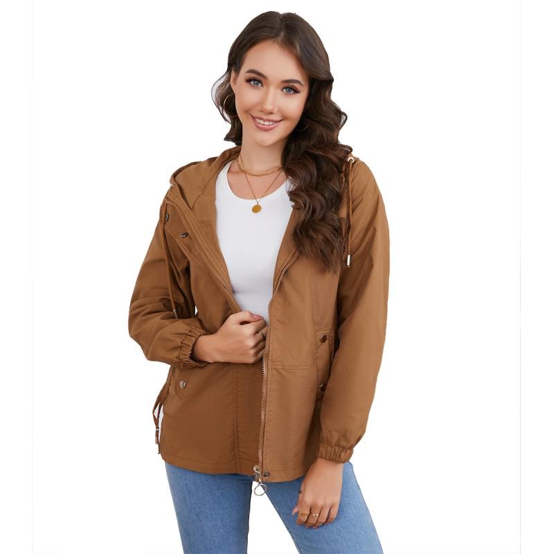 Leichte Damen Kapuzen-Windbreakerjacke Lockere Passform Lässige Oberbekleidung