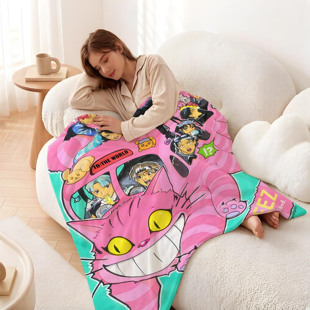 Music A-ATEEZ Throw Flannel Blanket Suitable for Sofas Beds Offices Travel, Camping Chairs