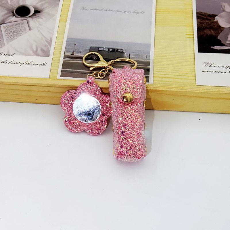 Sequin Flower Red Envelope Keychain: Stylish Makeup Mirror & Portable Bag Accessory