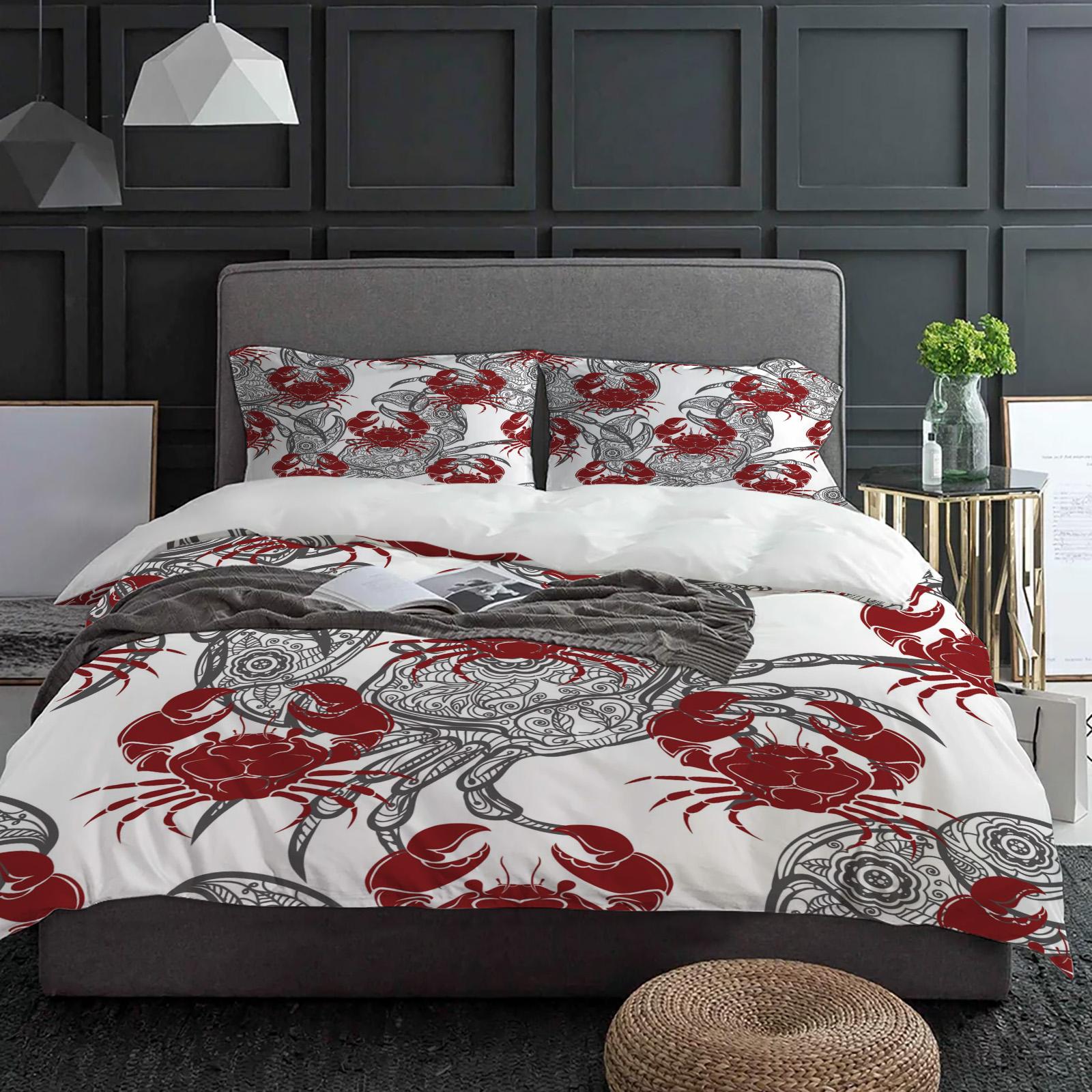 

Постельное белье с животными Краб Красный 3 предмета Мальчики Девочки Пододеяльник Наволочка Детский Взрослый Покрывало Двуспальный Комплект Домашний Текстиль EU single(135x200cm)