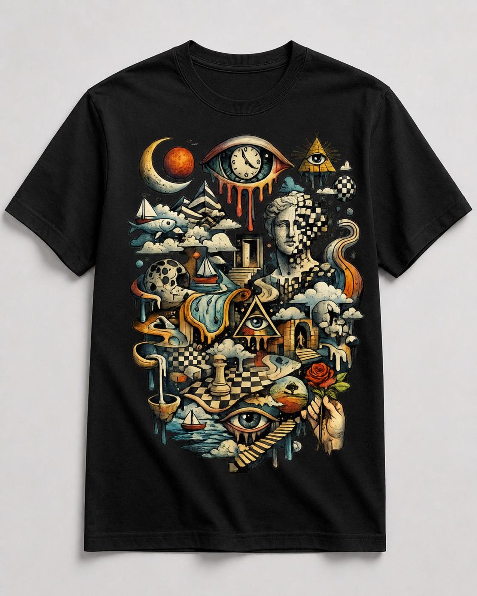 Surreal Art Collage T-Shirt, Psychedelic Dream Graphic Tee, Abstract Vintage Artwork Shirt M