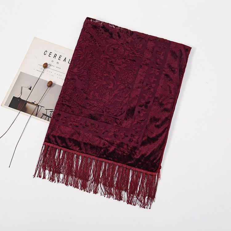 190*70cm Women's Velvet Vintage Floral Rose Shawl Wrap,Sheer Mesh Lace Scarf with Tassels, Evening Shawl for Party