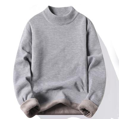 Heren Herfst en Winter Verdikte Laag Grote Maat Lange Mouw Pullover Shirt Ronde Hals Losse Top Casual Sporttrui