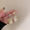 OPK European and American Fashion Metal Fold Earrings with Pearls