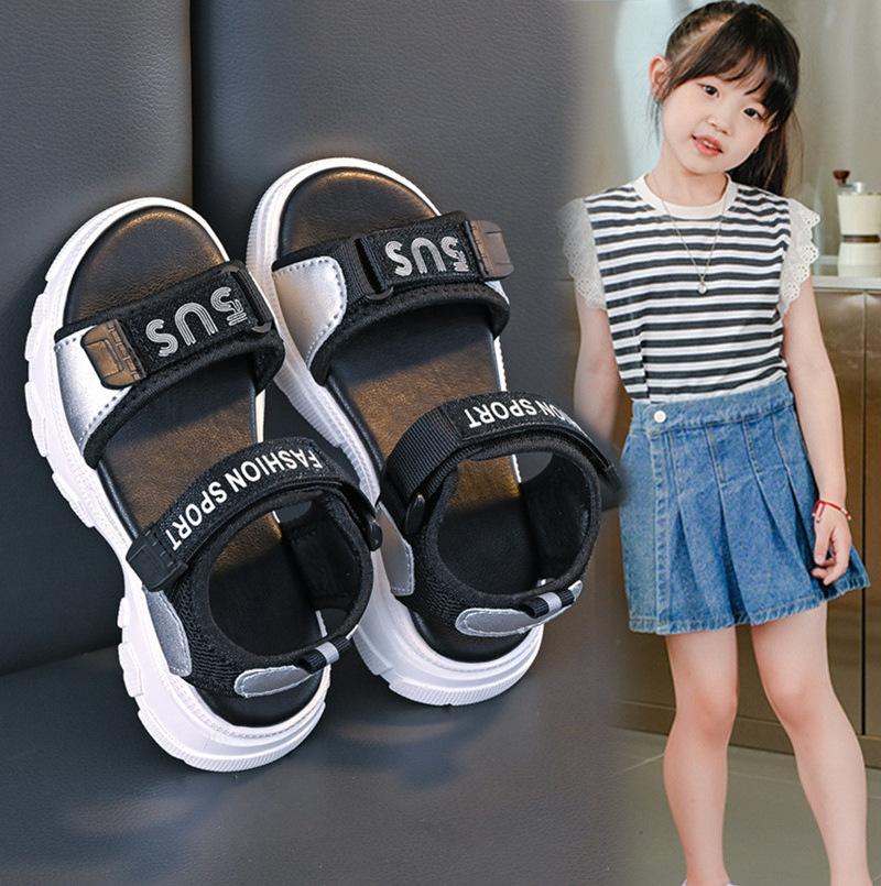 Kids Sandals Open Toes Non-slip Soft Sole Boys Beach Shoes Hook&loop 2025 Summer New Girls Sports Shoes Unisex Trendy Running